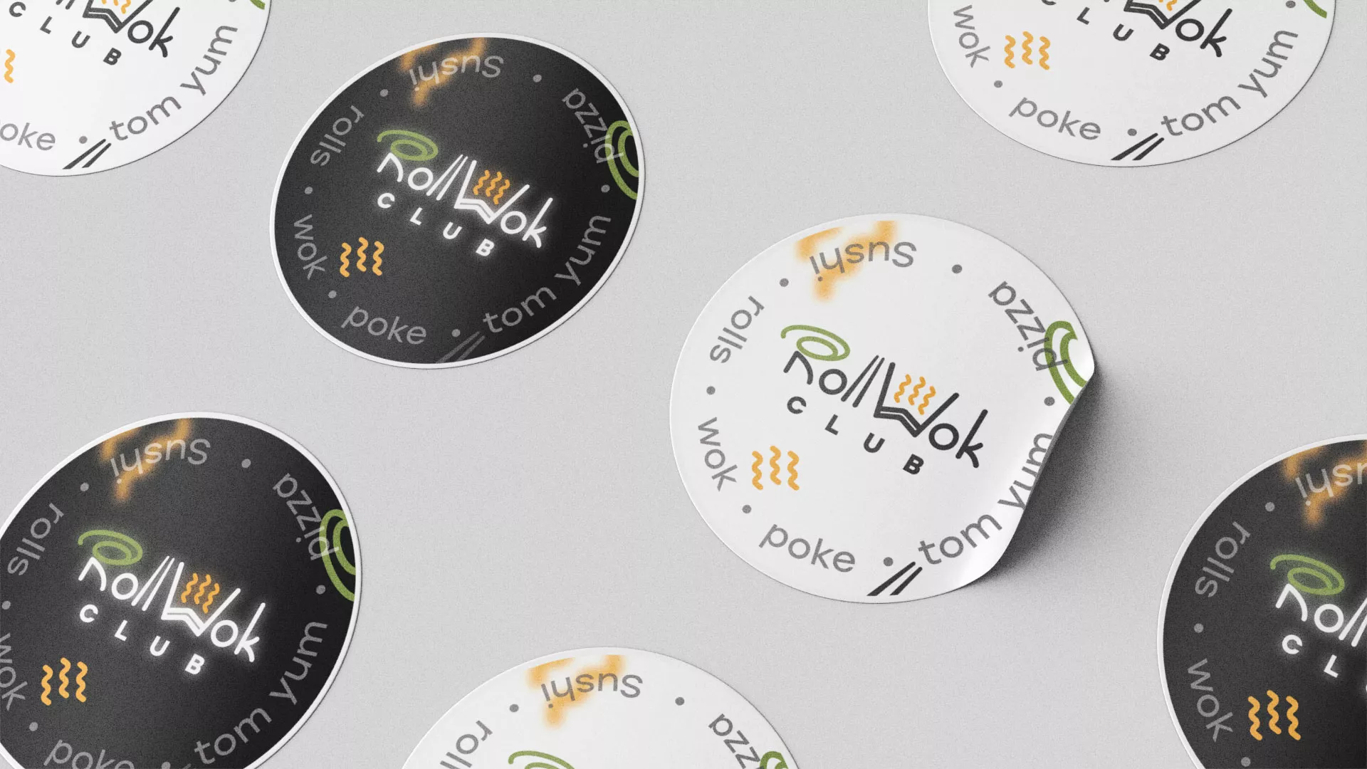 Разработка наклеек для суши-бара «Roll Wok Club» в Лабинске